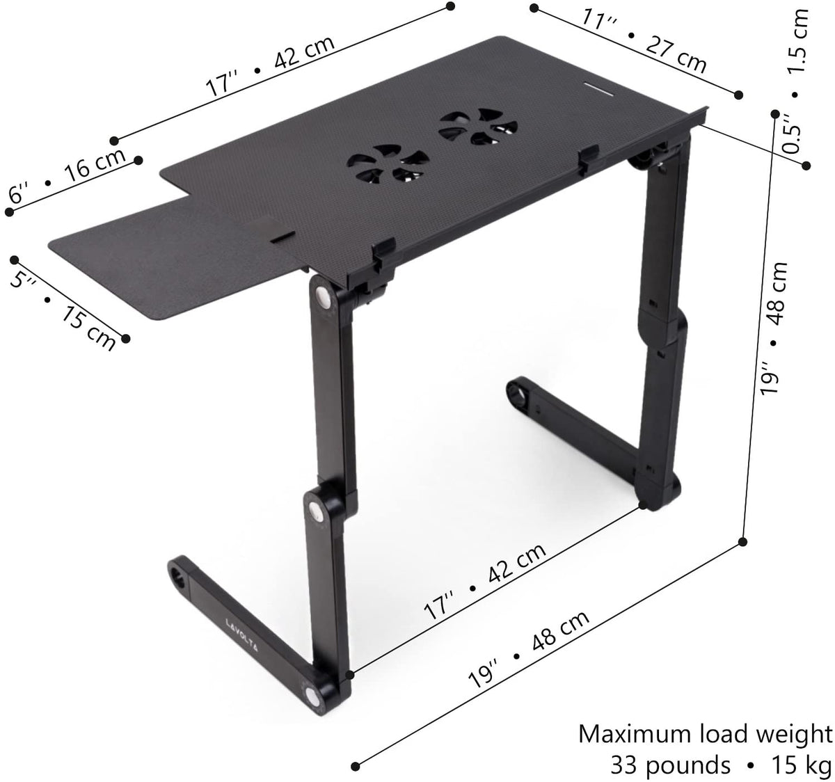 Lavolta Folding Laptop Desk with Mouse Board - Black