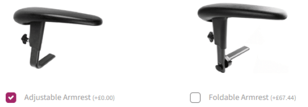 Vela Tango 700 Armrest Options